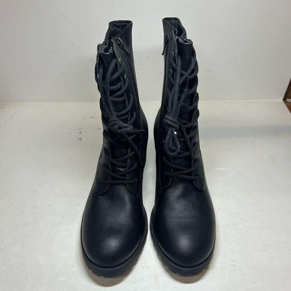 Sun Stone Womens 7 M Black Sheila Lace Up Block Heel Booties NIB XJ4 - Picture 2 of 5